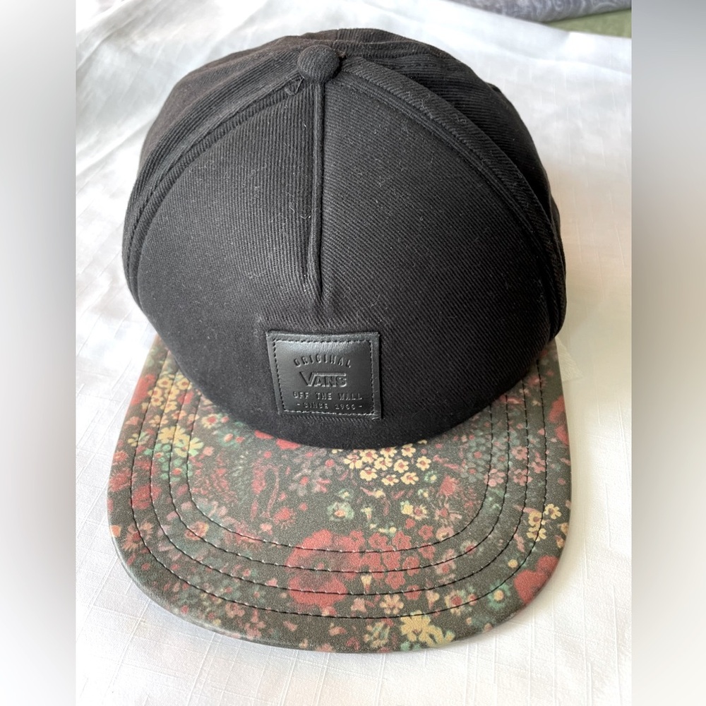 Black Cap with Floral Visor
